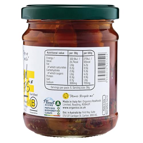 Organico Grilled Peppers en Aceite de Oliva Extra Virgen 185g miniatura 2