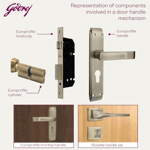 Image of Godrej Europrofile Ulturo XL+ for Main Doors & interconnecting Doors | 1CK 80mm | Antique Brass Finish | Door Thickness Upto 50mm | 4 Keys | 5 Years Warranty