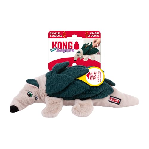 KONG Layerz Forage - Crackle Material with Plush Pockets for Treat Dispensing - Dog Toy (Armadillo)