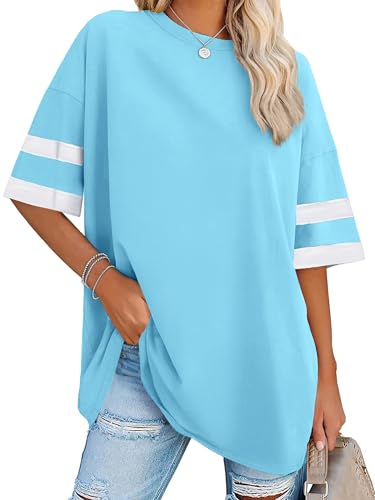 Oversized Tshirts for Women Summer Short Sleeve Round Neck Graphic Tee Shirt