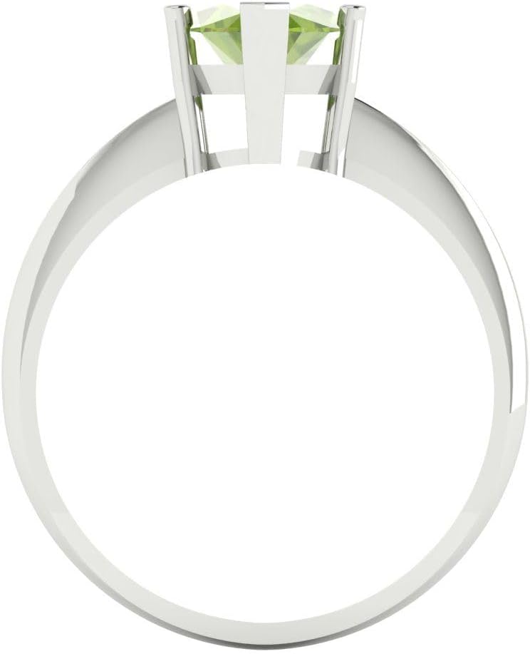 Clara Pucci 2.5 cttw Marquise Cut Solitaire Maximalist Cocktail Statement Ring for Women - 14K White Gold Plated .925 Sterling Silver (13x6.5mm Natural Peridot)