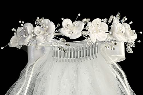 Pink Princess Holy First Communion Veil for Girls 7-16 - 1st Communion Veils for Girls - White veil for kids - Velos para Primera Comunion4