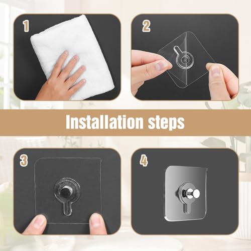 Image of Drill Free Adhesive Hooks,Picture Hangers Without Nails,Adhesive Wall Mount Screw Hooks for Hanging,Nail Free Wall Hangers for Kitchen,Bathroom (Transparent / 3PCS, 2.36 * 2.36 inch)
