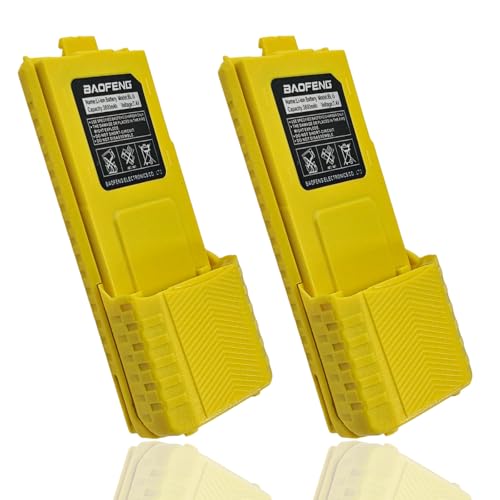 2 Packs BF-F8HP Battery BL-5 Extended 3800mAh Enlarge Capacity Li-ion Replacement for GMRS Ham Radio UV-5R Series (Yellow)