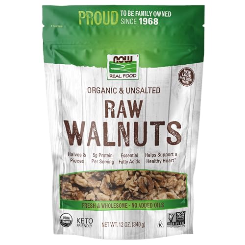 NOW Foods, Walnuts, Raw and Unsalted, Halves and Pieces, Natural Source of Protein and Essential Fatty Acids, Grown in the USA, Certified Non-GMO, 12-Ounce (Packaging May Vary) : Snack Walnuts : Everything Else