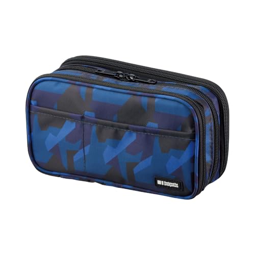 Image of LIHIT LAB Large Capacity Triple Zipper Pencil Case For School Office College, Big Capacity 8 Compartments Pencil Bag Holder Adults Teen Boys Girls, Travel Cosmetics Storage, Navy Camo (A7556-132)