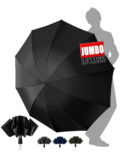 Chakipee Parapluie Pliant Inversé Homme Compact - Voyage Solide Grand Taille Noir Anti Tempete xxl 2 Personnes Automatique Parapluies - Femme Coupe-vent 210T et 10...