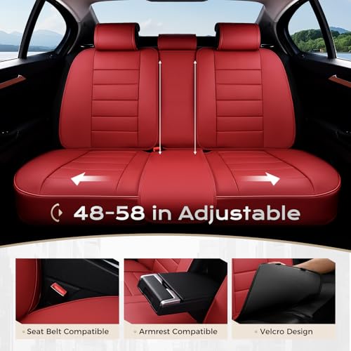 Image of Coverado Car Seat Covers Full Set, Seat Covers for Cars, Front Seat Covers and Back Seat Cover Waterproof Leather Automotive Seat Cover, Universal Car Interior Protectors Cushion for Most Cars