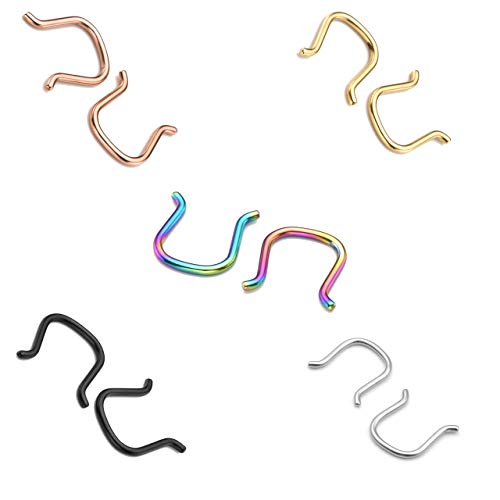 Bopreina 16G 30Pcs Stainless Steel Nose Rings Hoop Nose Studs Rings Horseshoe Earrings Piercings Studs Earrings For Women Bull #TOP1