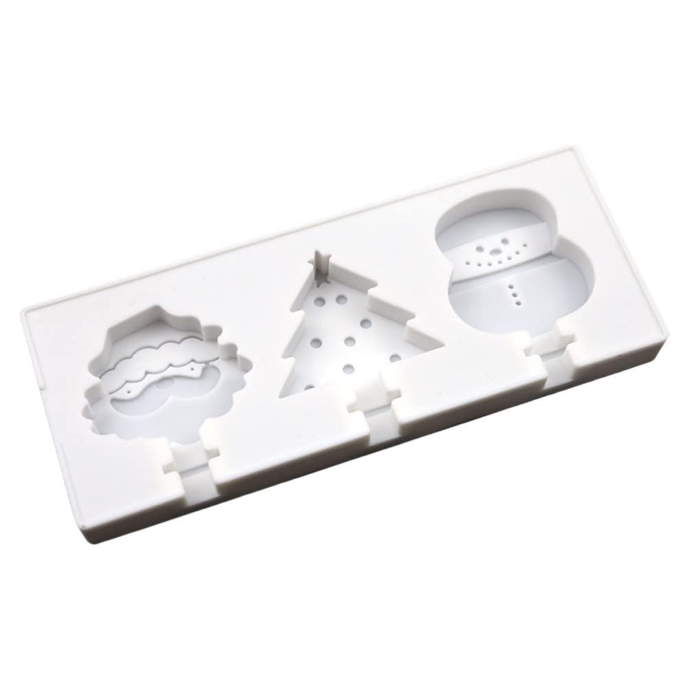 Yardwe Ice Cube Trays Ice Molds Christmas Popsicle Silicone Cartoon Christmas Tree Snowman Reusable Lolly Moulds Non- stick Cakesicles for Holiday Festive Hot Weather Silicone Mold