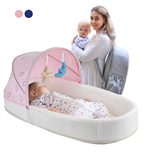 MTWML Co Sleeping for Babies, Baby Lounger with 1 Canopy 1 Mosquito Net