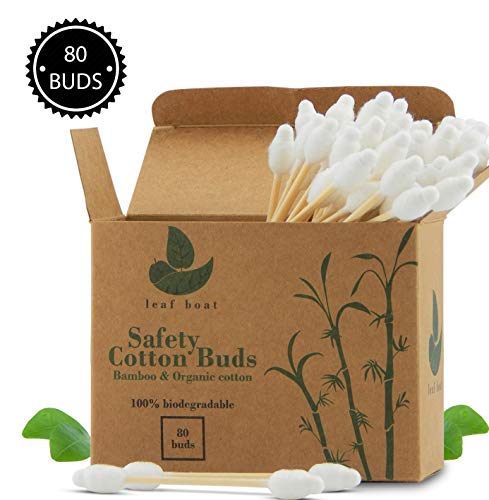 Baby Safety Cotton Buds | 1 Pack (80 Buds) | Bamboo | GOTS Certified Organic | Compostable | Biodegradable | Eco Friendly | Plastic Free | Sustainable | Vegan | Recycled Packaging