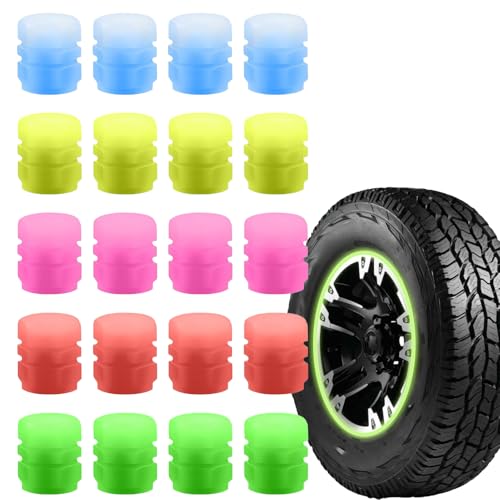 20 Pcs Bouchons De Valve De Pneu,Bouchons De Valve Lumineux En Abs - 5 Couleurs,Bouchon De Valve Lumineux,Bouchon De Valve Voiture,Bouchon Pneu Voiture,Pour...