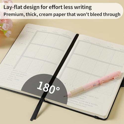 Planner 2025-2027, 36 Months Weekly and Monthly Planner with Budget & Goal Setting, 8.3" x 5.7", Flexible Cover, Daily Organizer with Inner Pocket, Bookmarks, Pen Holder for School Office Home, Black — view 3
