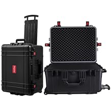 Regetek Waterproof Rolling Hard Case, 24.3 x 20 x 13.5 Inch, Equipment Roller with Wheels/Foam, for cameras Camcorder,Drone, Gear, electronic,tool, Shockproof, TSA Friendly, Inner 20.8"x 16.1"x 10.8"