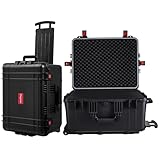 Regetek Waterproof Rolling Hard Case, 24.3 x 20 x 13.5 Inch, Equipment Roller with Wheels/Foam, for cameras Camcorder,Drone, Gear, electronic,tool, Shockproof, TSA Friendly, Inner 20.8