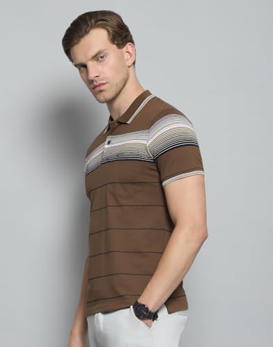 Image of Monte Carlo Men's Regular Fit Polo T-Shirt | Half Sleeve | Striped Collared Tee | Casual Everyday Wear | Stylish & Comfortable Tshirt for Men