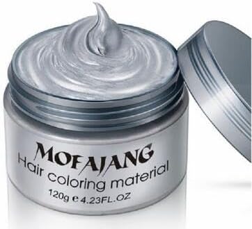 Acosexy Grey Hair DyeTemporary Hair Wax,4.23oz Instant Hairstyle Mud Cream, Natural Hair Coloring Wax Material Disposable Hair Styling Clays Ash for Cosplay,Party,Masquerade, Halloween.etc (Sliver)
