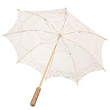 SH-RuiDu Regenschirm, Braut-Spitze, Baumwollschirm, elegantes Handwerk für Frauen, Hochzeit, Party, Fotografie, Requisite, beige, S