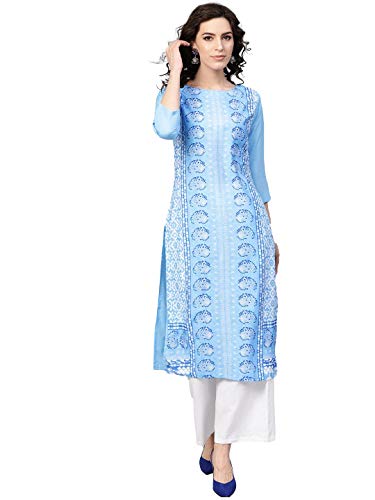 Image of Vaamsi Women's Crepe A-Line Kurta (VPK1704E M Blue)