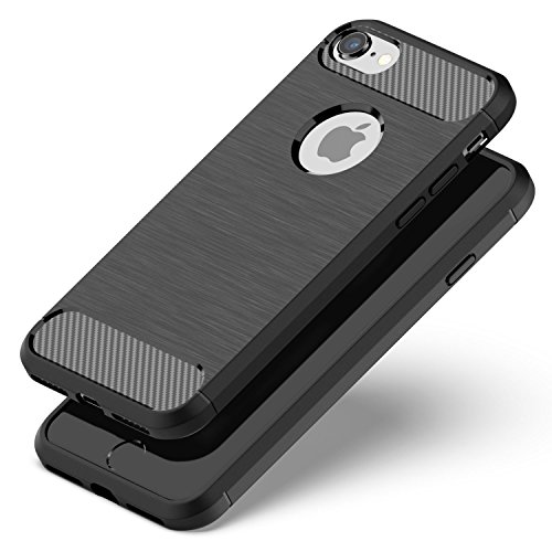 Aulker iPhone 8 7 Case Protector, Premium Silicone Shockproof Armor Protection Shiled for Apple iPhone 8 7 with Shock Absorption Scratch Resistant Soft Non Skid Slim Thin Fit Design - Black