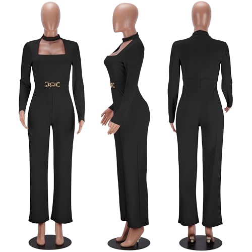 Image of Jigfar Women Sexy Elegant Bodycon Jumpsuit Going Out Romper Birthday Party Club Night Outfits