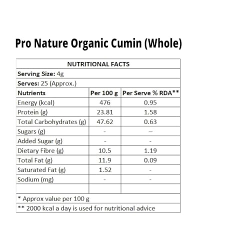 Image of Pro Nature 100% Organic Cumin (Whole) 100g (Pack of 3)