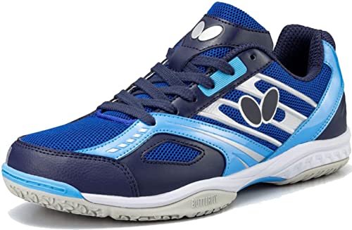 Butterfly Lezoline Mach Shoes - Shock Absorbing Flexible Lightweight Superior Gripping Professional Competition Table Tennis Shoe, Navy-Blue, 11 Men