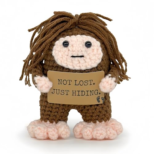 Cotinna Handmade Crochet Bigfoot Figurine, Mini Sasquatch Desk Decor Collectible, Funny Introvert...