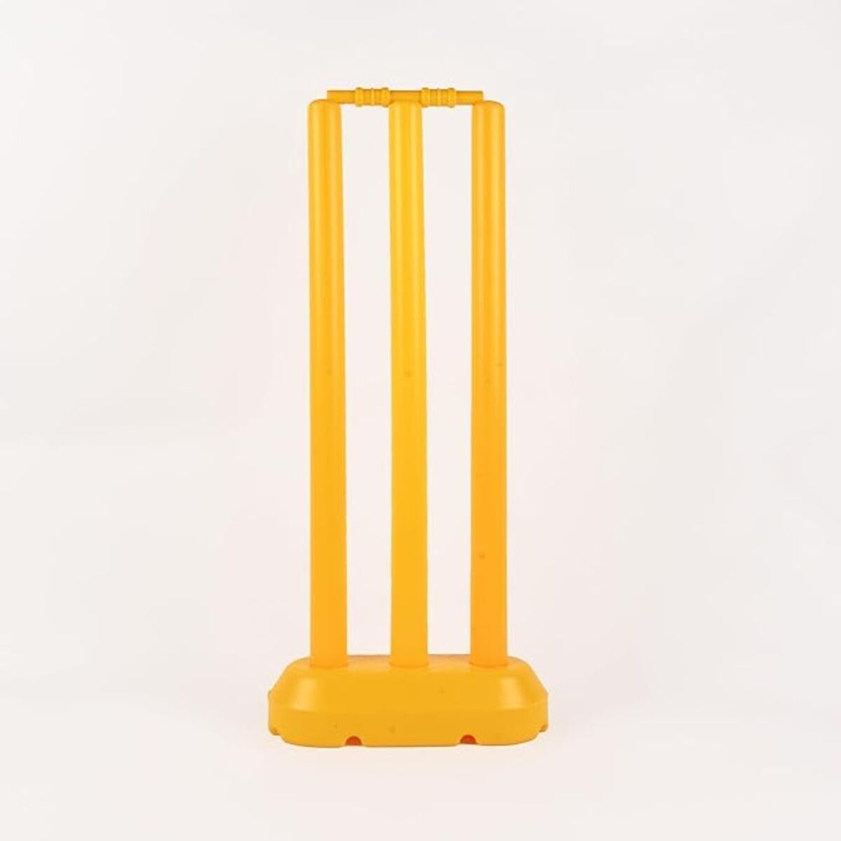 Cricket Stumps with Stand & Bails - Fluorescent Yellow Plastic Wickets Set for Cricket Ground, Match & Tournament | Durable Standard Wickets for Professional Play (Small)-image-12