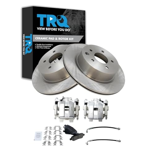 Image of TRQ Rear Brake Pad and Rotor Set Ceramic Calipers Compatible with 2011-2012 Infiniti G25 G37 2015 Q40
