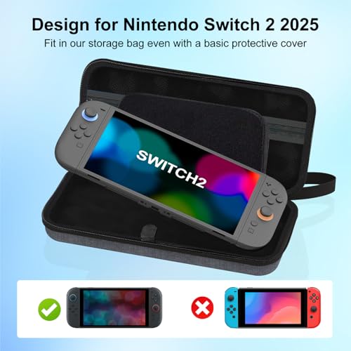 Image of QuoLumPIA Carrying Case for 7.9-inch Nintendo Switch 2(2025),Hard Shell /Compact yet Spacious,12 Game Cartridge Slots /Flocked Lining,Portable Travel Storage Bag,Waterproof /Dustproof /Anti-scratch, Gray
