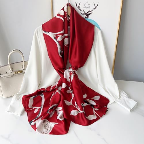 Image of MALINA Women's Polyester Silk Satin Stole Scarf - Soft Lightweight Fashion Wrap, Elegant Floral & Gradient Design, summer stole,Scarf For Women,Premium Stole,Large Size 180x90 cm'