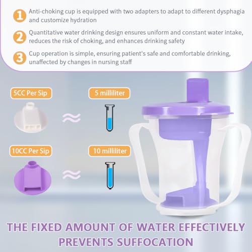 Image of Dysphagia Regulating Drinking Cup, Prevent Choking for Dysphagia /Dementia /Elderly,Dispenses 5~10cc or 10~15cc of Liquid Each time,Spill-Proof (Purple-Pack of 1 Count)