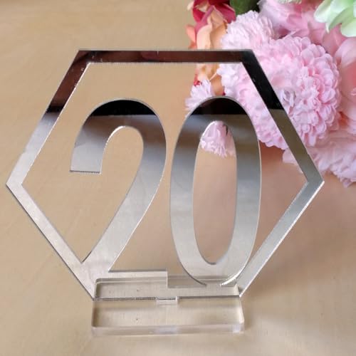 Porte-numéro table mariage acrylique stable argenté pour événement - 6