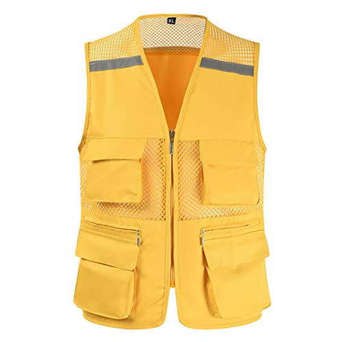 Mesh Quick-Drying Vests Male with Many Pockets Mens Breathable Multi-Pocket Fishing Vest Work Sleeveless Jacket