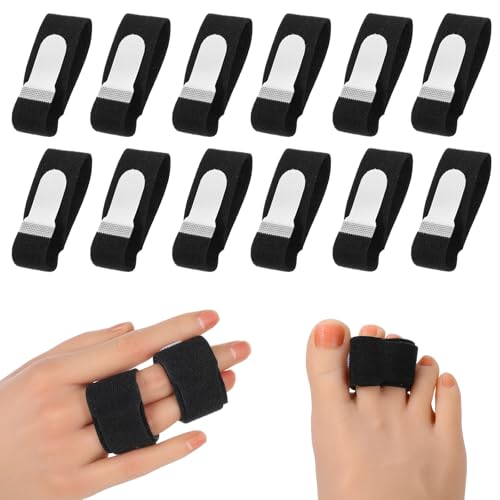 TIESOME 12PCS Finger Splint, Black Adjustable Finger Brace for Broken Toe Sprained Fingers Arthritis...