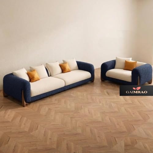 Image of Classic 3+1= 4 Seater with Footrest Seater Sofa Set Luxury Chesterfield Modern Fahionalable Sleeper Sofa for Living Room, Dining Room, (Blue & Beige)