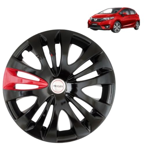Image of Prigan Jazz (Petrol ONLY) Black Red 15 Inch Wheel Cover for Honda Jazz (Set of 4 Pcs) (Press Fitting) Model- Ertiga T1 BRed 15