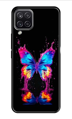 Image of Metal TPU Printed Back Cover for Samsung Galaxy F12 (Butterfly -J1) 360 Degree Protection | Camera Protection -25092024(AR)