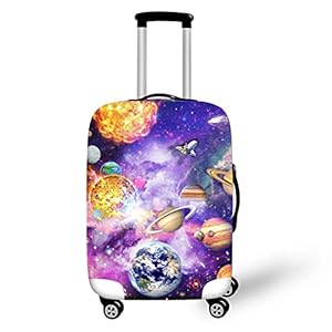 Mateju Kofferhoes 3D Planeet Print Bagage Covers Beschermers, 45-32 Inch Trolley Case Beschermende Cover Wasbare Anti-Kras Elastische Reizen Koffer Protector, Aarde, S