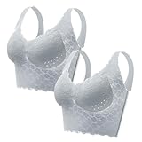 MOONBADI Dirndl Damen Grau (2pcs) Damen Sport BH ohne Bügel Nicht Gepolstert High Impact Bustier Halt Joggen BH super Push up BH 110D