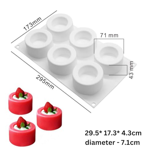 Image of 6 Cavity Round Cylinder Cup Shape Pudding Silicone Mould for Baking Chocolate Candy Mousse Cake Cupcake Muffin Gummy Jelly Ice Shot Candle Wax Soap Resin Flower Pot Mold
