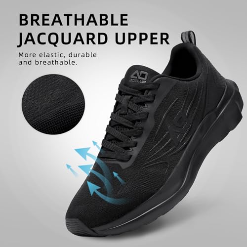 AoPlus Men's Running Shoes with Arch Support, Black, 12 — view 4