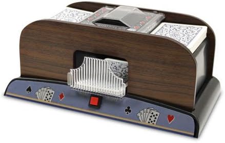 2 Deck Automatic Deck Shuffler - Deluxe Electric Wooden Playing Card Machine - Classic Casino Dealer Equipment & Tabletop Gaming Accessories - Bicycle, Magic The Gathering, Yugioh TCG