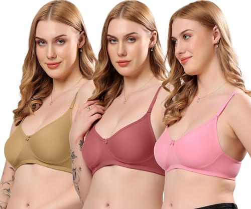 Image of London Hills Regular Bra for Women Everyday Non Padded Wire Free Mid Coverage Cotton Blend