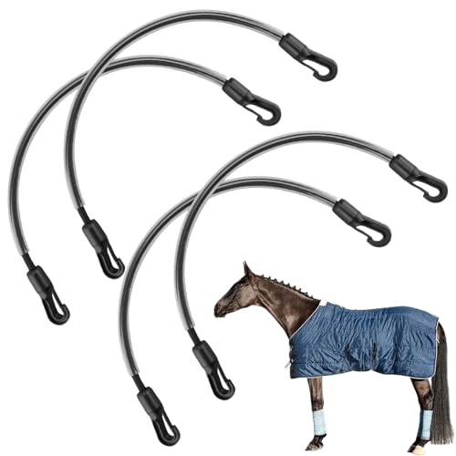 Correas de Pata para Manta de Caballo - 4 Piezas Banda Elástica Ajustable - 54 cm Correas de Repuesto para Mantas de Caballo con Broches de Doble Extremo | para Equitación, Entrenamiento e Invierno