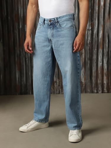 Image of High Star Men Washed Cotton Flared Fit Mid- Rise Jeans 22