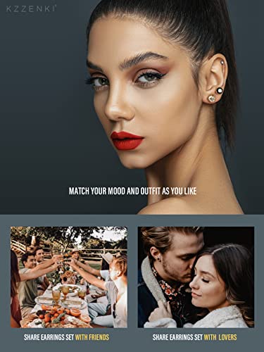 Black and Gold Earrings for Men Women, Retro Crown Hypoallergenic Stainless Steel Cubic Zircon Stud Earrings3