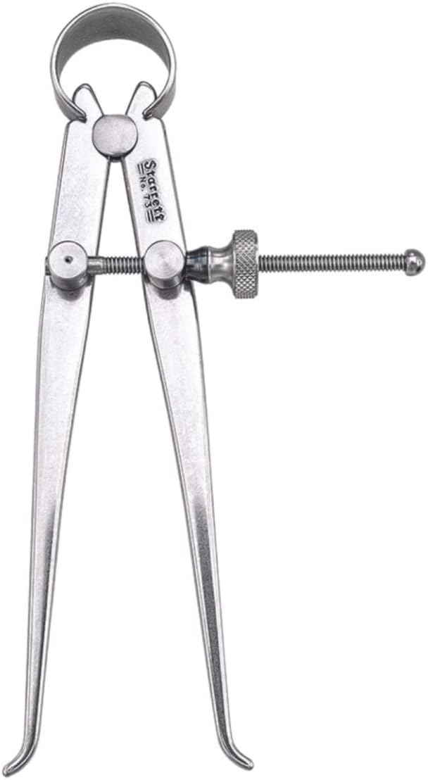 Starrett 73 Series "Yankee" Spring-Type Inside Calipers with Flat Legs and Solid Nut - Hardened Fulcrum Stud, Spring Joint Type, 4" Size and Capacity - 73A-4